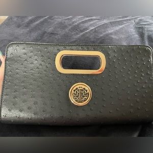 Faux ostrich leather clutch